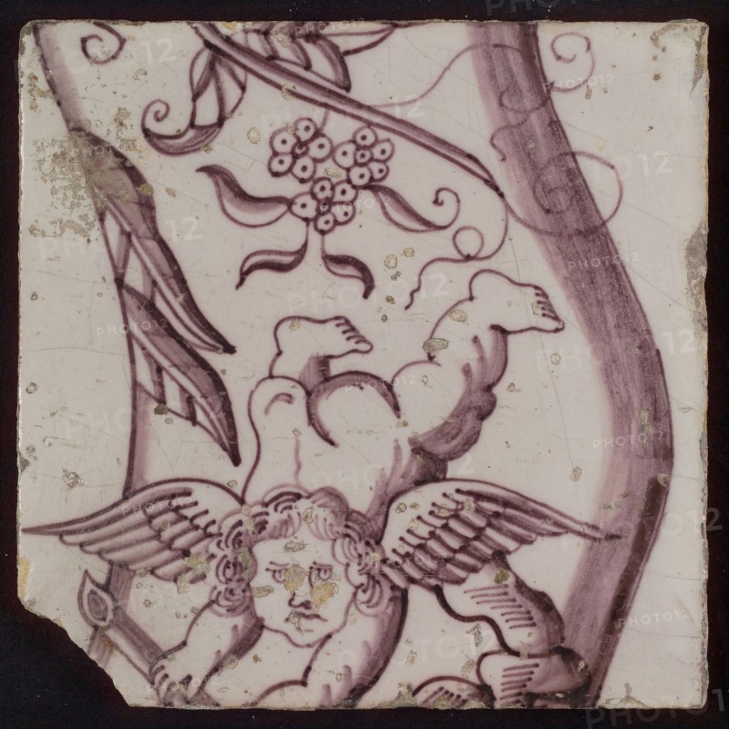 tile pilaster footage fragment ceramic earthenware glaze, baked 2x glazed painted Five tiles of tile pellet of one width