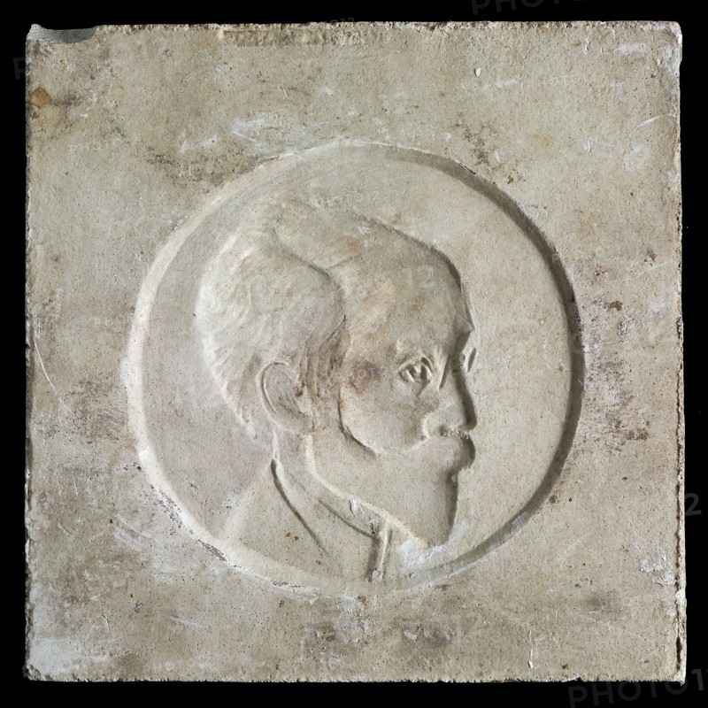 Leendert Bolle, Casting or mold of Medal with low relief, inside circle man's portrait in profile, mold casting footage gypsum
