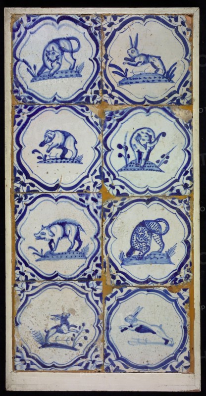 Tile field, eight tiles, braces with elephant, corner motif, wing leaf, tiled field wall tile tile sculpture ceramic earthenware