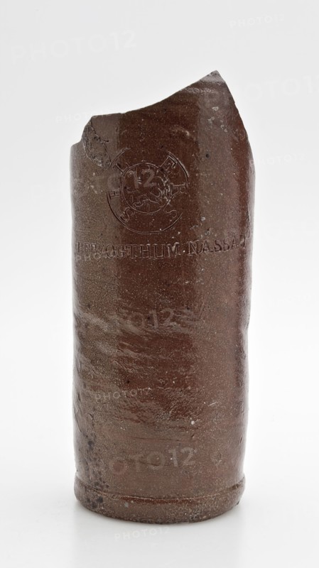 Stoneware mineral water pitcher, cylindrical with round shoulder, sausage ear and short neck, mineral water pitcher jar product