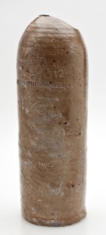 Stoneware mineral water pitcher, cylindrical with round shoulder, sausage ear and short neck, mineral water pitcher jar product