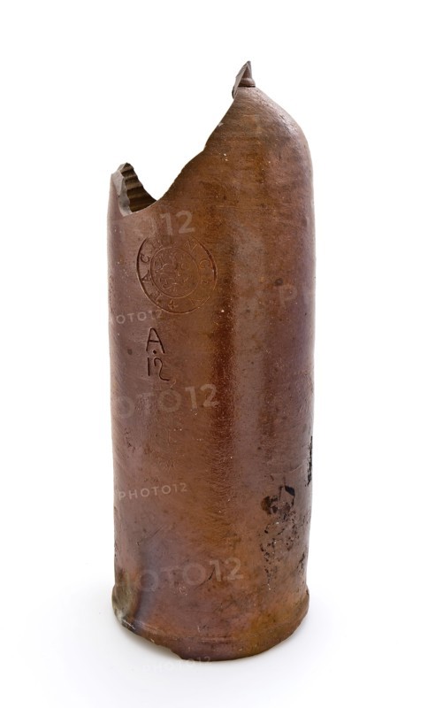 Stoneware mineral pitcher, cylindrical with round shoulder, sausage ear and short neck, mineral water pitcher jar product