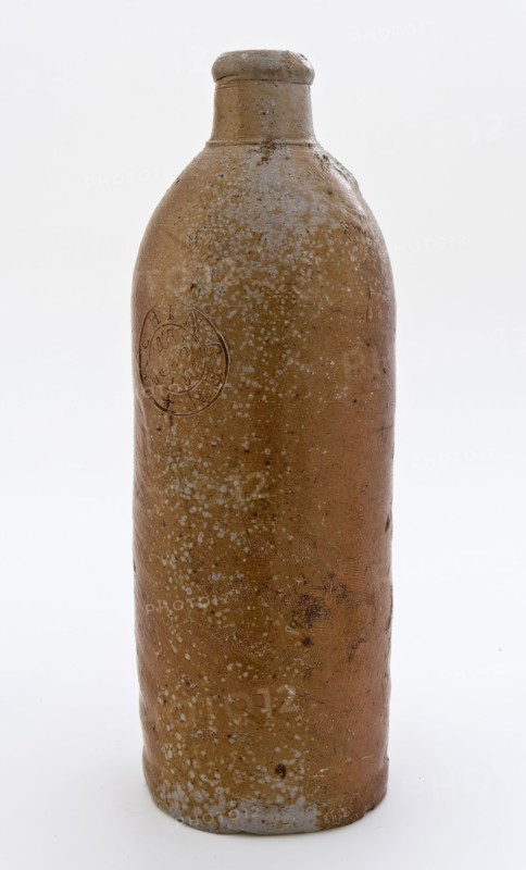 Stoneware mineral pitcher, cylindrical with round shoulder, sausage ear and short neck, mineral water pitcher jar product
