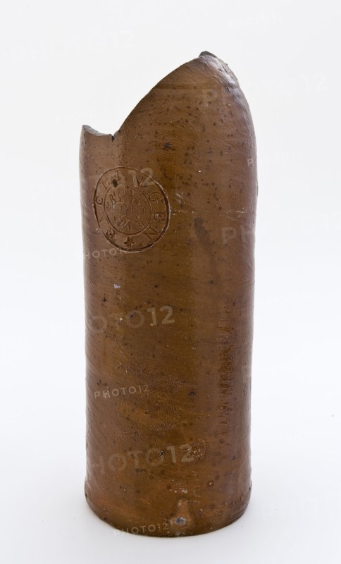Stoneware mineral pitcher, cylindrical with round shoulder, sausage ear and short neck, mineral water pitcher jar product