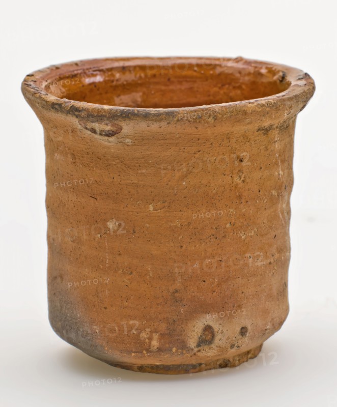 Pottery ointment jar, cylindrical, red shard, internally glazed, ointment jar pot holder soil found ceramic earthenware glaze