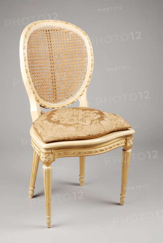 Cream-white Louis Seize medallion chair, medallion chair straight chair chair furniture furniture interior design wood elm wood