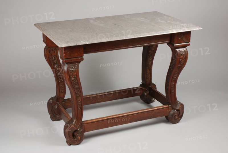 Oak Dutch Régence wall table with marble top, side table table furniture interior design wood oak marble stone, S-legs