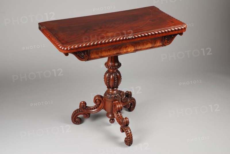 neo baroque game table, game table table furniture interior design wood mahogany oak wool iron, Pressure worked column