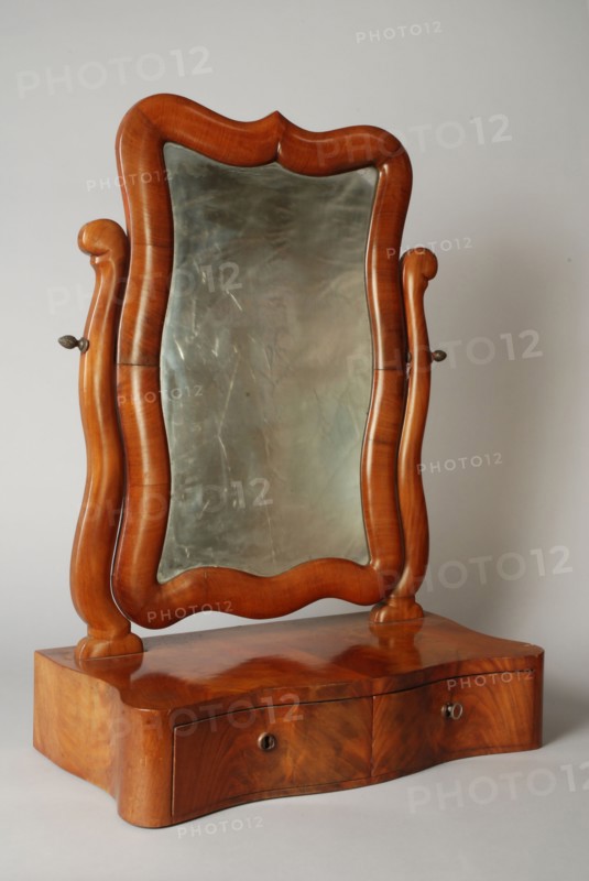 Mahogany Biedermeier counter mirror, interior mirror wood mahogany oak wood glass 74,0, Polished oak mahogany veneered mirror