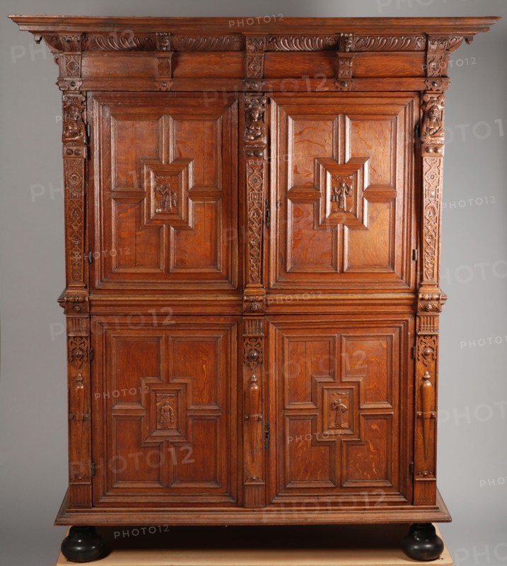 Oak Renaissance renaissance four-door wardrobe, cupboard cabinet furniture furniture interior design wood oak wood, Door panels