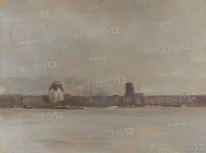 Pieter Been, View of the Meuse with White House and Laurenskerk, seen from the head of Buizengat, Rotterdam, painting visual