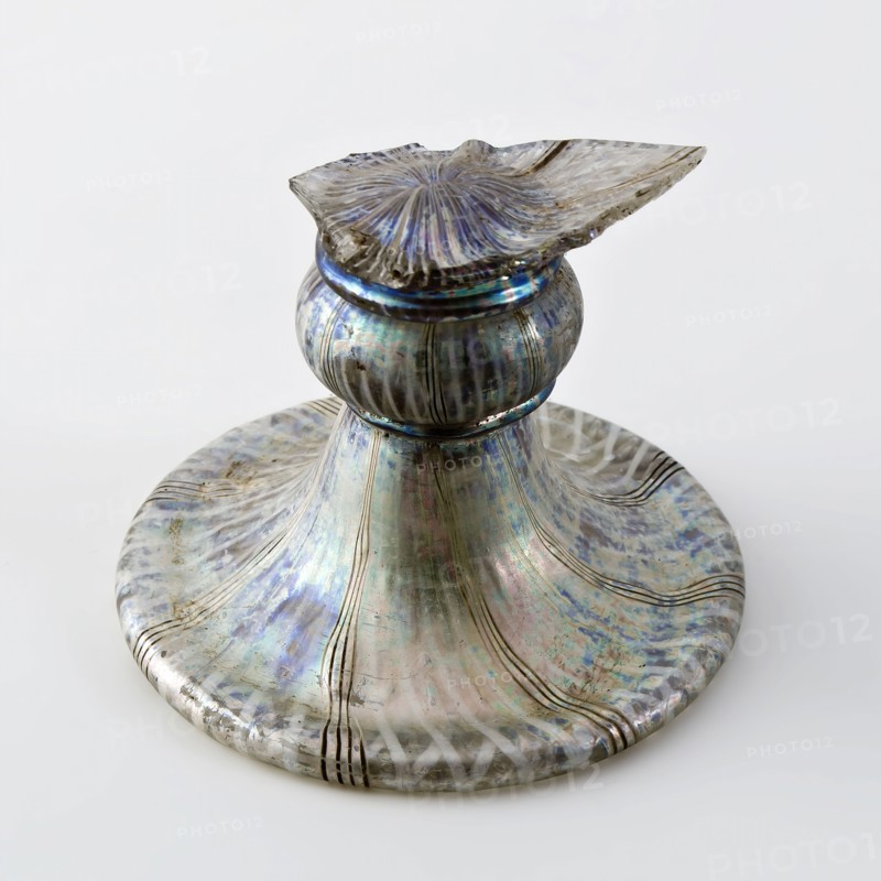 Fragment of foot, stand and part of chalice of chalice or drinking bowl, drinking glass drinking utensils tableware holder soil