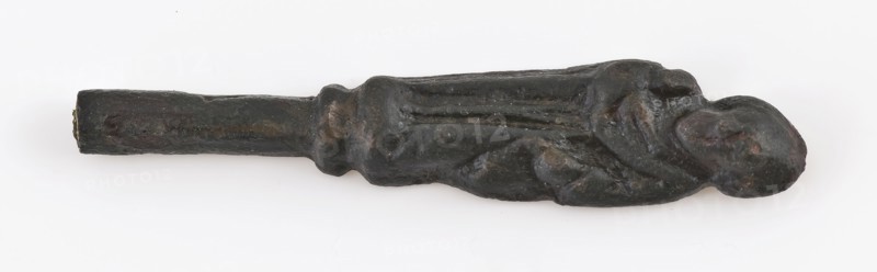 Fragment of copper apostle play, stalk with apostle, spoon cutlery fragment soil find copper brass metal, cast-beaten Fragment