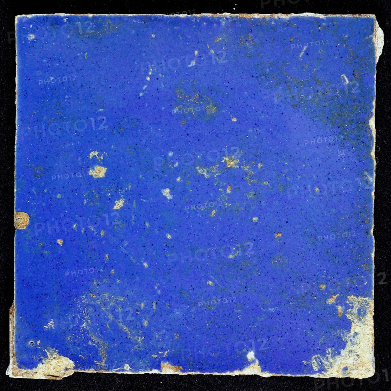 Plain blue floor tile or wall tile, wall tile? floor tile? tile images ceramic earthenware glaze tin glaze, in form made baked