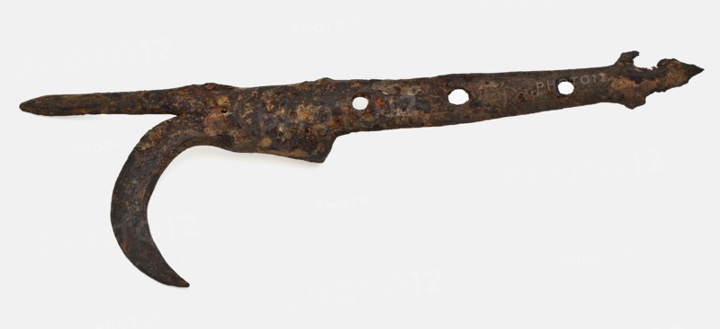 Iron boat hook with straight and curved pin, boat hook tool kit soil find iron metal, forged Iron boat hook with straight