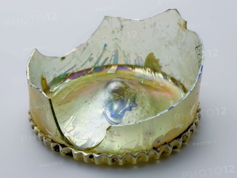 Fragment of stand ring, base and chalice of smooth cup, drinking glass drinking utensils tableware holder soil find glass
