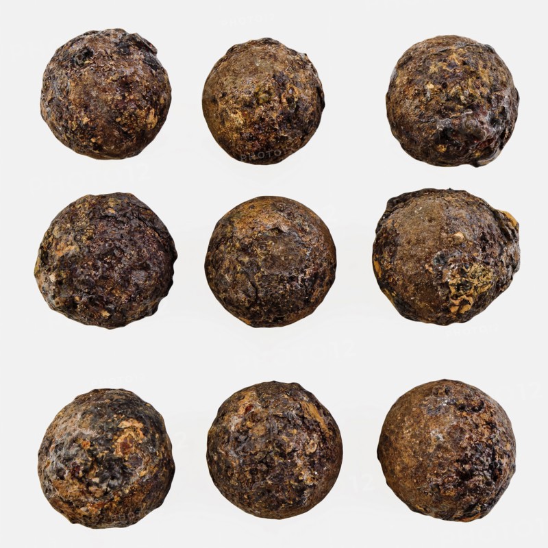 Nine iron bullets, kartets, all about the same size, bullet projectile soil found iron metal, cast Nine iron bullets