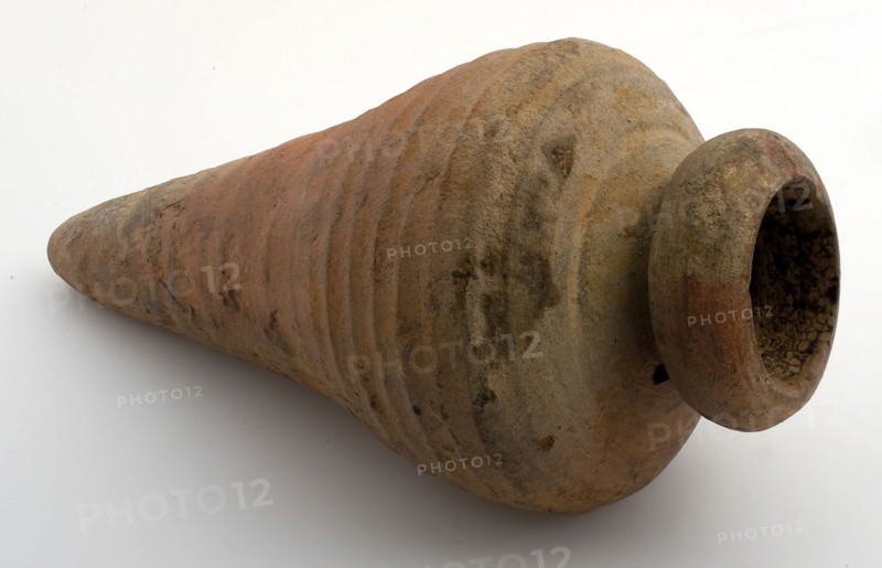 Yellow-red earthenware jug, carrot shaped, folded neck opening, olive jug pitcher pottery earthenware ceramic earthenware, hand