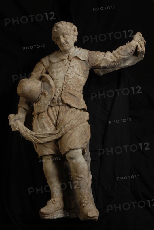 Pieter Rijckx, Sculpture boys' dormitories Burgerweeshuis, left orphan boy, facade sculpture sculpture footage building