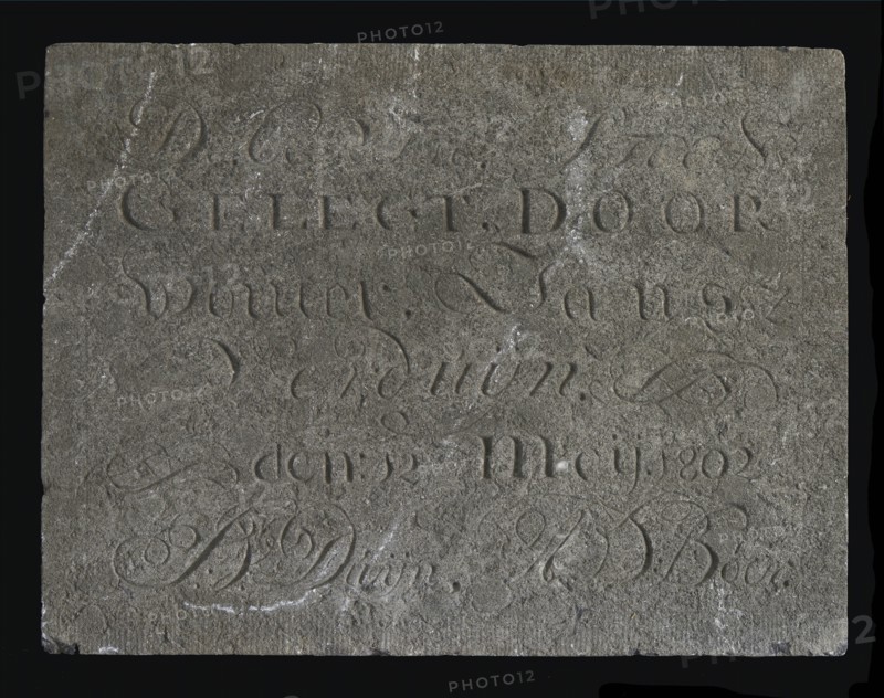 Stone with text ... First stone ... Verduyn ... 1802, facing brick first stone building part stone, chopped Rectangular flat