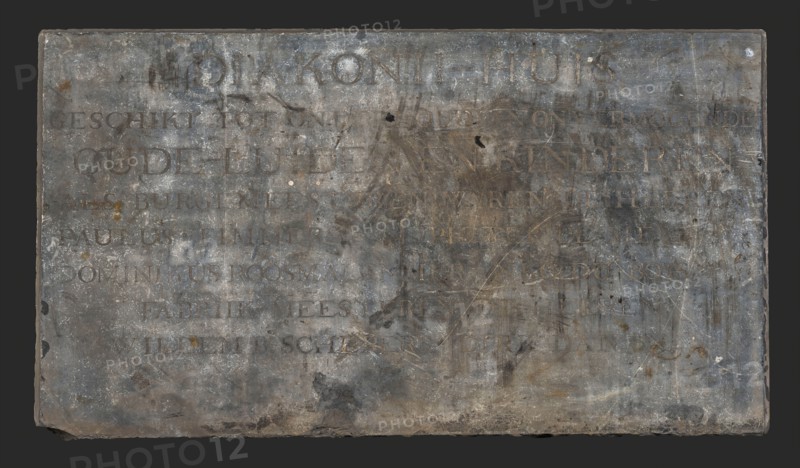 Gable stone from the Diaconie and later Armhuis on the Schiedamsedijk, plaque stone memorial stone building component slate