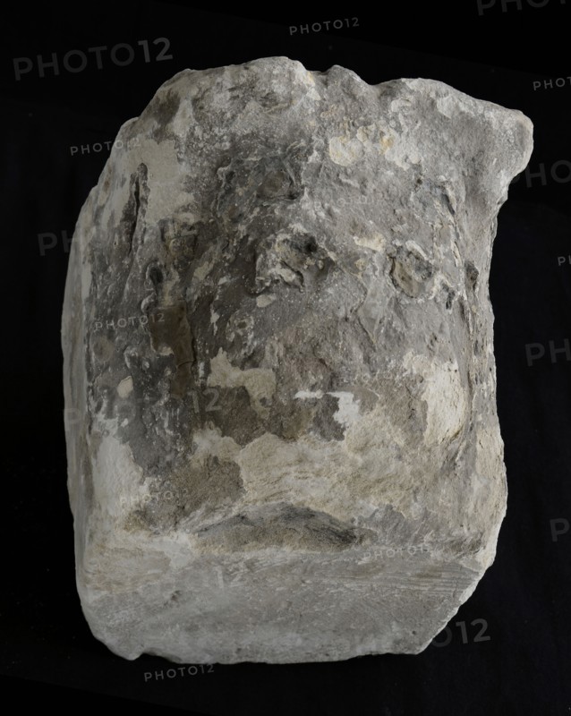 Console, heavily weathered, console building element limestone stone, sculpted