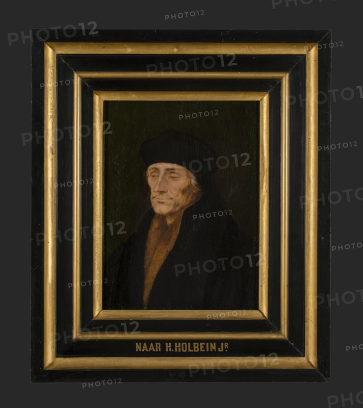 after: Hans Holbein de Jonge, Portrait of Desiderius Erasmus, portrait painting footage wood oil panel, Portrait rectangular