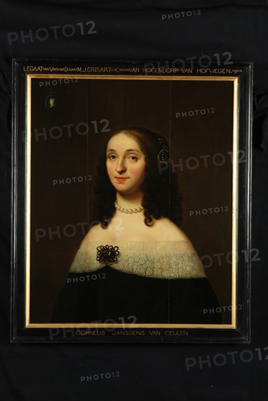 Cornelis Janssens of Jonson van Ceulen, Portrait of Ida Maria Hooft, portrait painting visual material wood oil, Standing