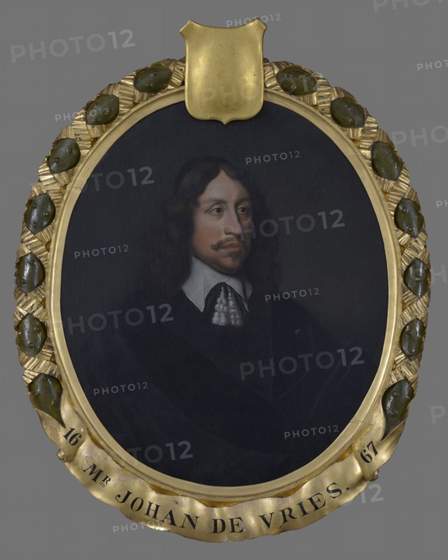 Pieter van der Werff, Portrait of Johan de Vries (1609-1677), portrait painting visual material linen oil paint, Oval portrait