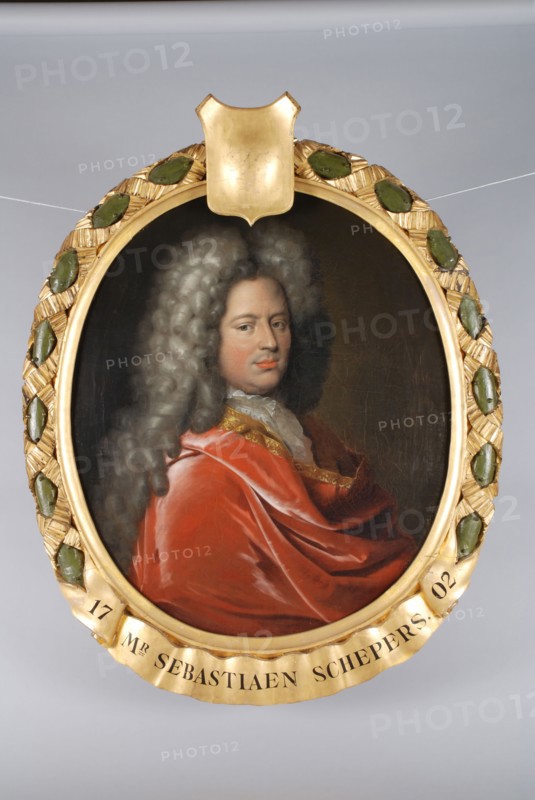 Pieter van der Werff, Oval portrait of Bastiaen Willemsz. Schepers (1650-1704), portrait painting visual material linen oil