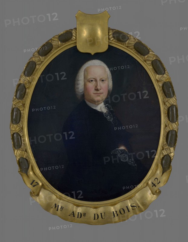 Jean Humbert, Portrait of Abraham Adriaen du Bois (1713-1774), portrait painting imagery linen oil painting, Oval portrait