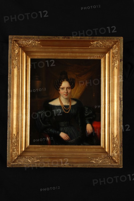 Petrus van Schendel, Portrait of woman from Bernet, portrait painting visual material wood oil painting panel, Standing
