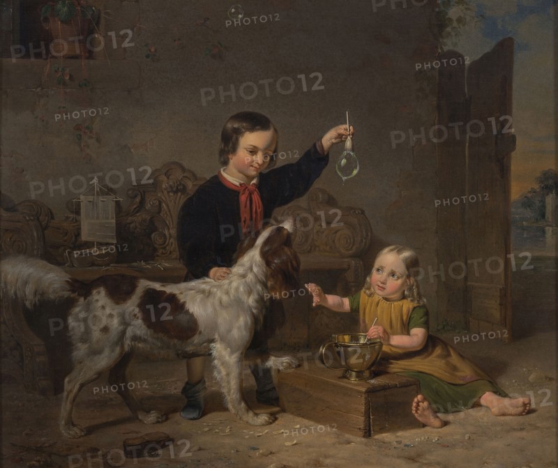 Nicolaus Montauban van Swijndregt, Portrait of Hubertus Michiel (1841-?) And Margaretha Wilhelmina (1843-1847) Montauban van