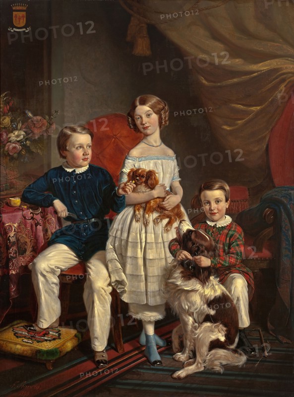 Willem Karel Frederik Travers, Portrait of three children Taudin Chabot, portrait painting footage linen oil painting wood