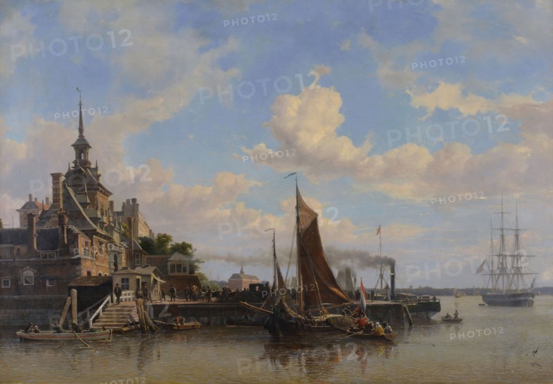 Willem Anthonie van Deventer, View of the Ooster Oudehoofdpoort, gate, Rotterdam, cityscape painting painting linen linen oil