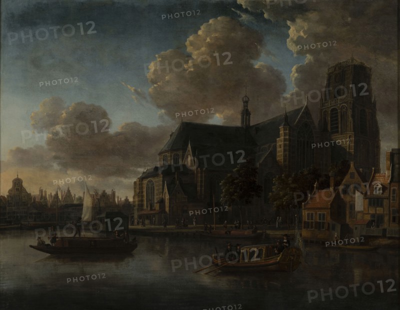 Abraham Storck, View of the Laurenskerk seen from northeast, Rotterdam, cityscape painting imagery linen oil painting wood