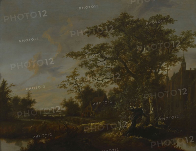 Cornelis Jansz Snellinck, Fantasy landscape with castle Zuylen and city profile of Rotterdam, landscape painting material