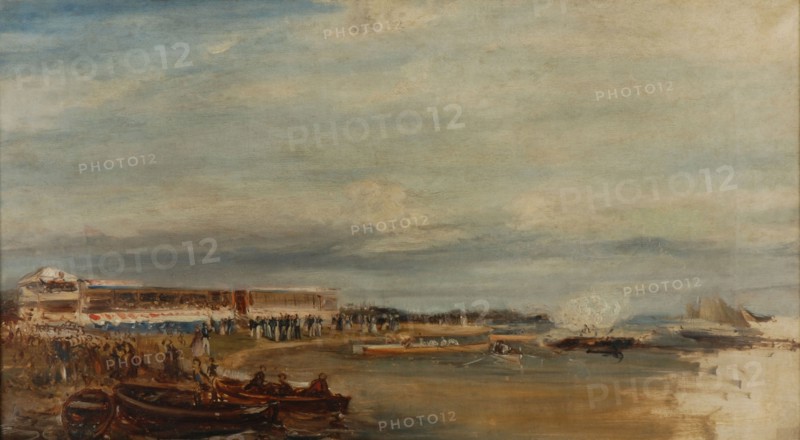 Charles Rochussen, Rowing competition Royal Dutch Yacht Club, painting footage linen oil paint, Unfinished painting rowing