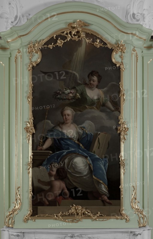 Dionys van Nijmegen, Chimney piece allegory, possibly on the True Faith, chimney painting painting footage linen oil