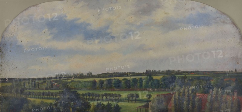 Jan Bikkers, Rubroek, landscape scene, Rotterdam, painting visual material paper oil paint 28,0 w 58,5 topography Rotterdam
