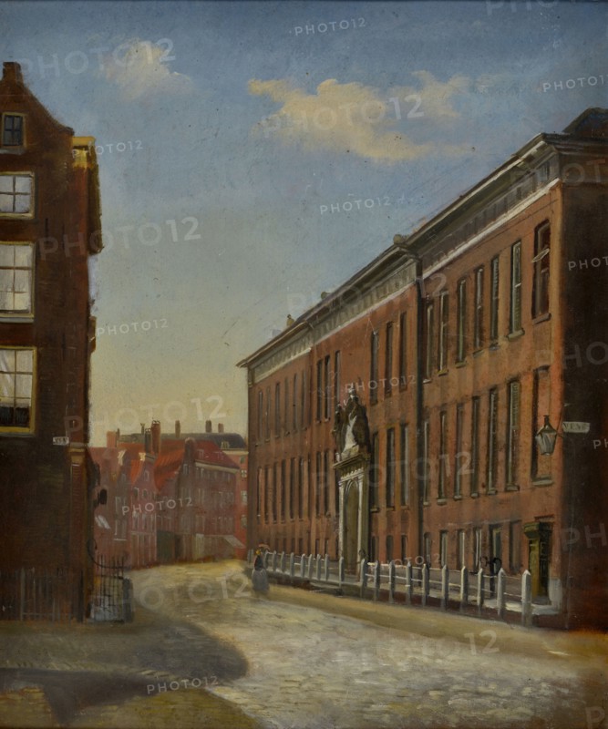 Jan Bikkers, View of the Gereformeerd Burgerweeshuis on the Goudsewagenstraat, Rotterdam, cityscape painting footage paper paint