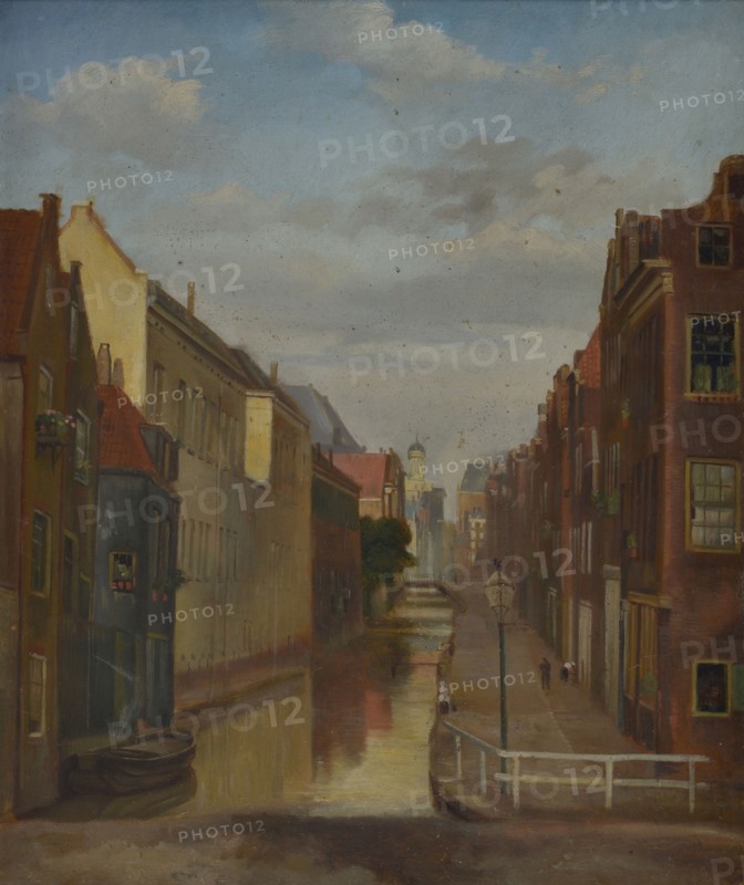 Jan Bikkers, Rear monastery with the tower of the town hall on the Kaasmarkt, Rotterdam, cityscape painting painting material