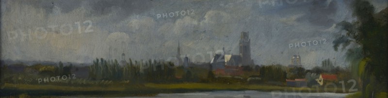 Jan Bikkers, Rotterdam from the Kippenbrug, cityscape painting visual material paper oil painting, cityscape topography