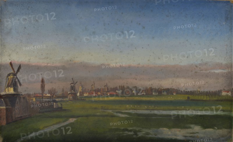 Jan Bikkers, View of the Rotte with the Zwaanshals, Paradijsweg with Molenrij and Klooster in Crooswijk, Rotterdam, village view