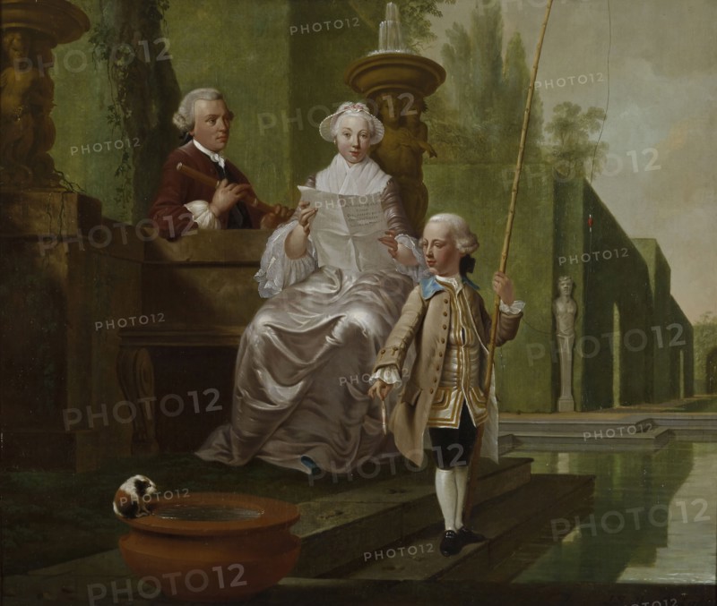 Jan Stolker, Portrait of Cunera van Rijckevorsel (1722-1782), Isaac Hubert (1725-1798) and Isaac Hubert jr (1756-1839), group