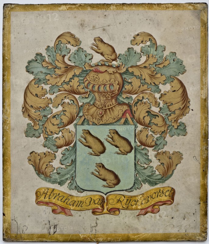 Family coat of arms Abraham van Rijckevorsel, coat of arms information form painting material parchment paint wood, Weapon