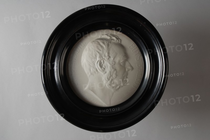 copy after:: Ludwig Jünger (Neutitschein 1856 - Amsterdam 1906), Plaster relief portrait C.H.D. Buys Ballot (1817-1890)