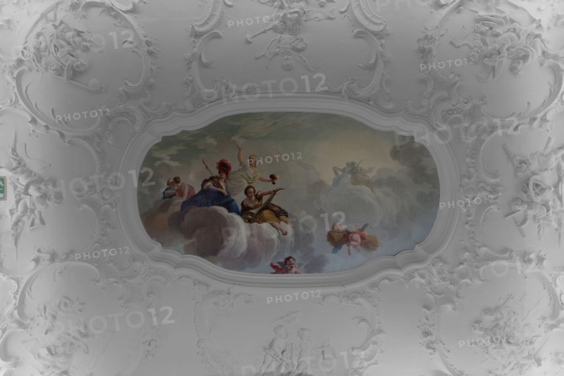 Dionys van Nijmegen, Ceiling Rococo room Schielandshuis, allegorical representation Minerva and Abundantia, Rotterdam, ceiling