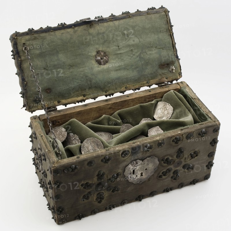Jewelery box Piet Hein, jewelery case holder wood textile silver copper, Wooden jewelery case covered with blue fabric