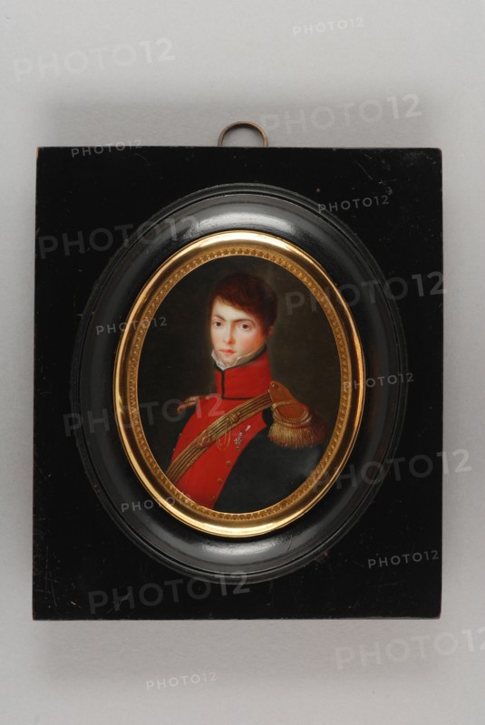 A. Beaussier?, Portrait miniature of baron Olivier junior, portrait miniature painting footage wood ivory paint watercolor ivory